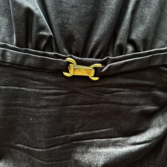 Donna Ricco Whimsigoth midi black dress gold Belt Cocktail Party Holiday 8 - Picture 3 of 5